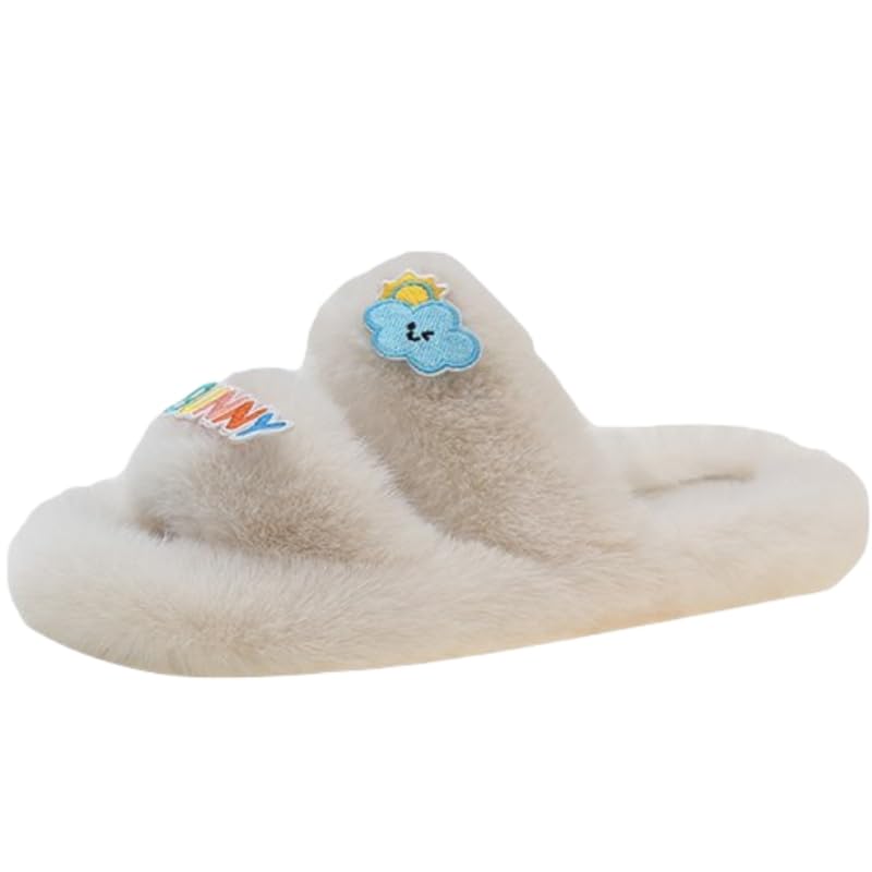 Women's Winter Thick-Soled Slippers - Cozy Artificial Plush Indoor/Outdoor House Shoes with Warm Lining