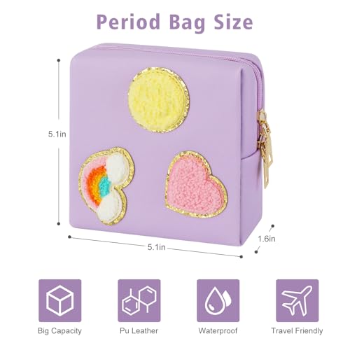 Image of airogym Period Bag for Ladies, Sanitary Napkin Storage Bag, Functional PU Leather Sanitary Pad Bags for Panty Liners, Tampons, Menstrual Cup Pouches, Sanitary Pads Organizer