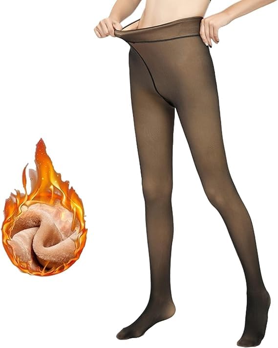 Women Fleece Lined Tights Thermal Pantyhose Stocking Fake Translucent Opaque High Waisted Winter Warm Sheer Full Leg Tight Stocking/Pantyhose/Legging-image-38