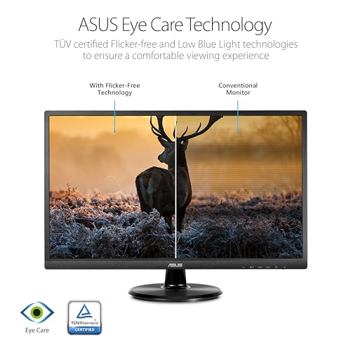 Image of ASUS 23.8 inch Full HD Computer Monitor, 1080p, HDMI, VGA, Eye Care, 178 Wide Viewing Angle - VA249HE, Black
