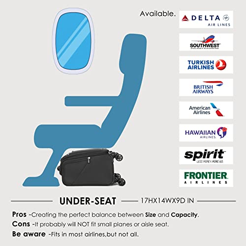 Verage Carry On Underseat Luggage With Wheels & Usb Port, Wheeled Spinner Bag Carry-On Luggages For Airlines, Lightweight Suitcase Men Women, Pilots And Crew (14-Inch Plus) #TOP1