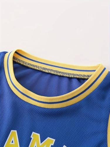 Image of 2 or 6 Piece Kids Boys Basketball Jersey Set Youth Letters Printed Lightweight Basketball Tank Top and Track Shorts