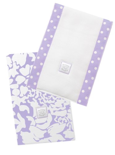 SwaddleDesigns Baby Burpies, Set of 2 Cotton Burp Cloths, Lavender Lush