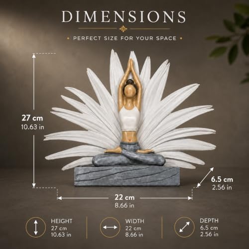 Image of ARMONIA Sukhasana Yoga Lady Showpiece | Premium Polystone YOG Figurine | Spiritual Sculpture for Living Room,Home Decor, Office Desk, Meditation Corner, Yoga Studio & Housewarming Gift | 10 Inches