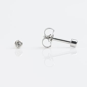 Studex April/Crystal Mini 2mm Stainless Steel Bezel Setting Ear Piercing Stud Earrings Birthstone