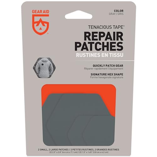 Image of GEAR AID Tenacious Tape Hex Repair Patches, 2.5 inch & 1.5 inch, Gray, 4 Count