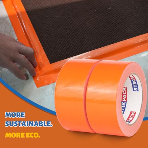 Image of 2 Rolls Orange Duct Tape, Heavy Duty Strong Industrial Colored Duct Tape 9mil x 2inch x 25yds Flexible, No Residue, Waterproof and Tear by Hand, Multi-Use for Indoor & Outdoor Repairs