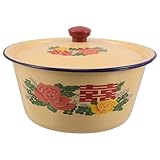 Grand bol multifonction : utilisez ce grand bol en émail pour mélanger les aliments, vous laver les mains ou comme sa largeur répond à vos besoins ménagers. bassine en émail rétro, casserole en émail avec couvercle