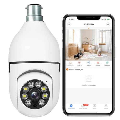 Image of Panoramic 3MP WiFi Black Light Bulb CCTV Camera for Home Indoor | Full HD | 360 View | Night Vision | Motion Detection | Two Way Audio | Wireless Light Camera with Mobile App V380 Pro (Black Light)
