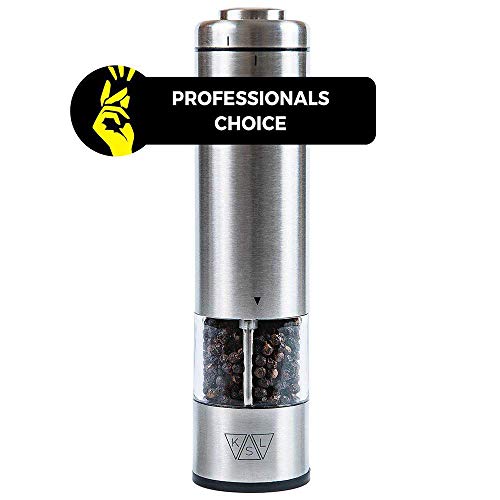 KSL Electric Salt and Pepper Grinder - Batteries Included - Adjustable Powered Shaker