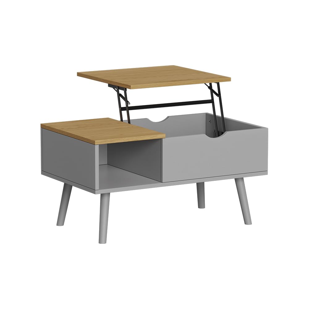 Vicco Couchtisch Stora, Grau/Eiche, 76 x 45 cm mit Liftfunktion