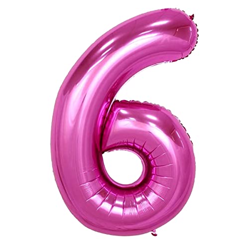 Image of Pink 32 Inches 6 Numbers Shape Large Big Foil Helium Balloons For Party Decorations In Happy Birthday Anniversary Office Items Materials Set Pack, Pack Of 1