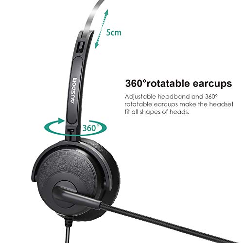 Ausdom 3.5Mm Wired Headset With Noise Cancelling Mic, Bh01 Pc Business Headset With Volume, Call Controls For Phone Laptop Computer Mac Iphone Call Center Home Office (With Y-Adapter) #TOP5