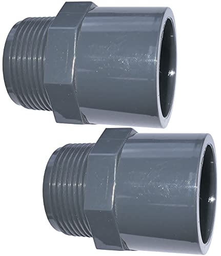 AERZETIX - Lot de 2 Raccords Pression/Réductions Doubles - à Coller Ø40mm et Ø50mm - Filetage Mâle 1 1/4 - en Plastique - PN 16 - Connecteur pour Tuyaux