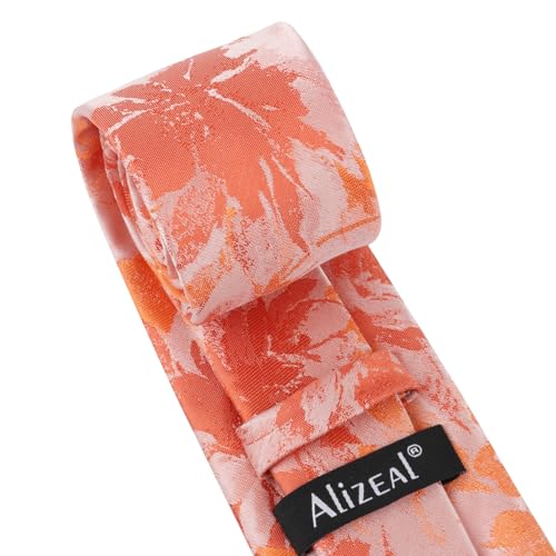 Image of Alizeal Mens 3.15inches Rose Pattern Necktie with Floral Handkerchief Set