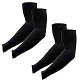 PFFY 2 Pairs UV Protection Cooling Arm Sleeves for Men & Women UPF 50 Breathable Sports Sleeve Black Color
