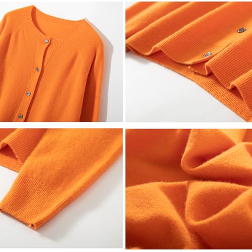 Image of Women's 100% Merino Wool Crew Neck Cardigan Lightweight Sweaters | Long Sleeve, Open Front, Button Down, Soft Knitted Coat, Casual, Breathable Tops, Business Outerwear, Cashmere Alternative