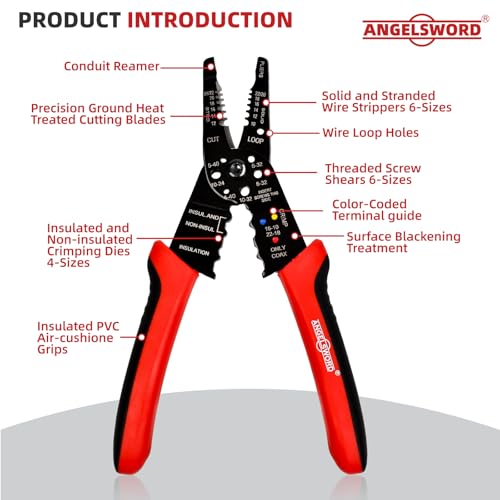 ANGELSWORD 8 inch Wire Stripper, Cable Stripper, Crimping Pliers, Wire Cutter, Wire Crimper, Multi-Function Hand Tool - Image 3