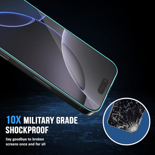 Image of ArmourPro Borderless Tempered Glass for iPhone 16 Pro and iPhone 17 (6.3 Inches) with Anti Dust Mesh Filter, 9H Hardness Shatterproof, Full Screen Coverage and with Installation Kit | Pack of 2
