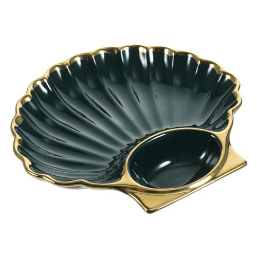 Alipis Ceramic Sea Shell Scallop Shell Plates Cute Tray Banchan Dishes Dumplings Plate Sauce Grid Ceramic Sauce Dish