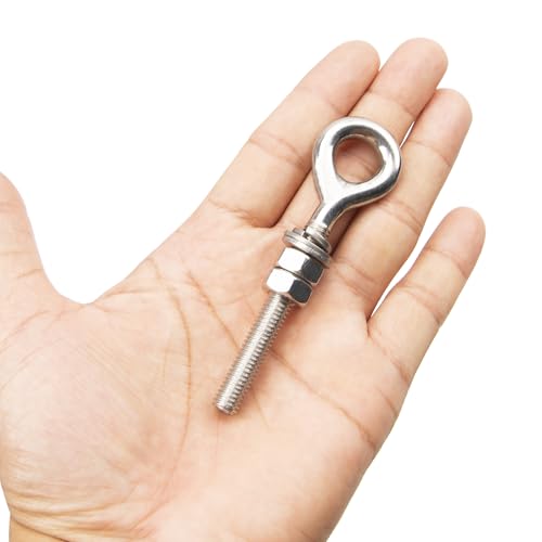 Image of 8Pcs M8 Ring Eye Bolt 304 Stainless Steel Welded Closed Screw Rod Hook with Washers Nut Metric Thread