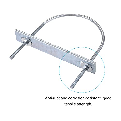 Image of METALLIXITY U Bolts 2 Sets (M6x142x180mm), Round U Bolt Steel with Accessories - for Construction, Pipe