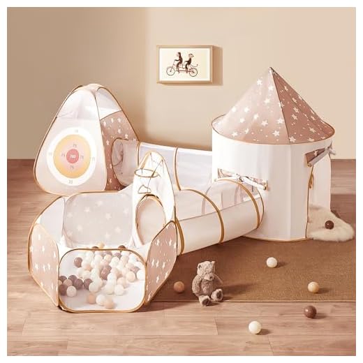 Tiny Land Play Tunnel and Ball Pit for Toddlers, 5pcs Indoor Playground - Foldable Pop Up Tents with Carry Bag, Outdoor Playhouse with Crawling Toys & Play Tent, Gift for Boys and Girls