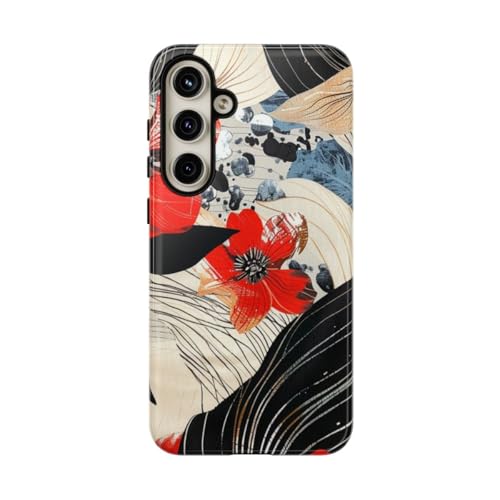 Coque Samsung S24 Plus rouge floral | Protection rigide brillante