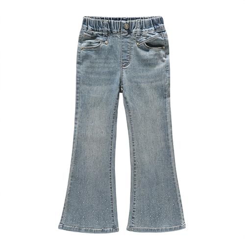 Girls Jean Pants Trendy Elastic High Waist Wide Leg Pants Casual Loose Slightly Flared Pants Girls Clothes 5-15Y