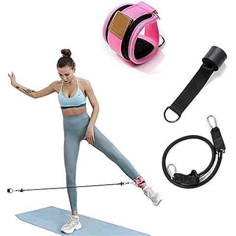 KARLOR Set of 3 Fitness Foot Straps Cable Pulley 35 lbs with D-Ring Padded for Kickback Loop, Glute & Leg Workouts, Ankle Straps for Improving Abs Cover
