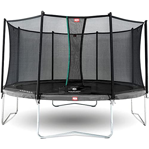 BERG Favorit Trampoline Regular 270 cm Gris + Filet de sécurité | Trampoline de qualité supérieure pour Enfants, Robuste et sûr, Rond