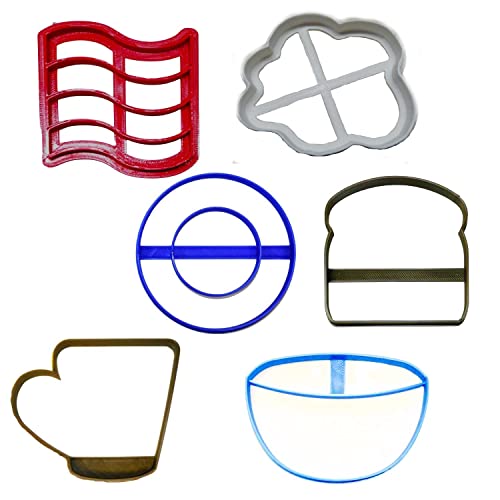 BREAKFAST FOOD MORNING AM BRUNCH SET OF 6 COOKIE CUTTERS MADE IN USA PR1485