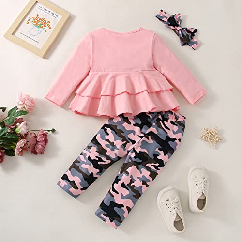 Baby Girl Clothes Infant Girl Clothes Fall Winter Outfits Sweatshirt Long Sleeve Ruffle Tops Pants Headband 6-24M3