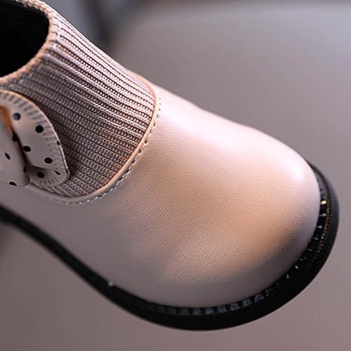IWIHMIV Girls Bow Ankle Boots Chunky Heel with Zipper Casual Slip On Flat Dress Booties for Kids3