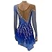 JRUIA Blue,11_13Years,Women's Figure Ice Skating Competition Dress Girls Handmade Outdoor Sport Roller Costume Gymnastics Leotard Long Sleeve