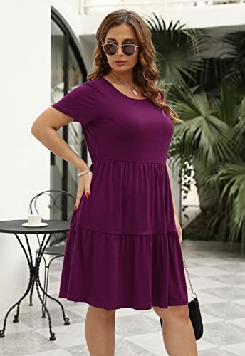 Image of Nemidor Women Plus Size Casual Ruffle Dress Swing Midi Pocket