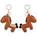 Artificial Leather Horse Keychain,Animal Keyring, Fashion Bag Charm & Car Key Accessory, Ideal Gift for Horse Lovers (black+orange brown)
