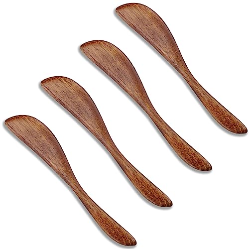 HXMJIED Lot de 4 écarteurs à beurre en bois, essentiels pour confiture, fromage, crème