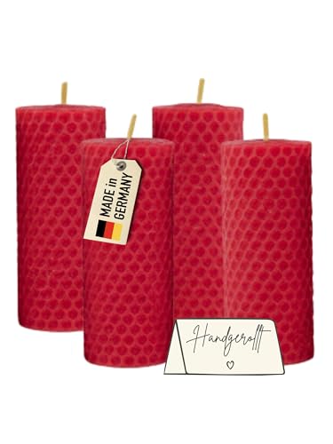 Wachsmann Adventskerzen 4er-Set, 100% Bienenwachs, handgerollt, Made...