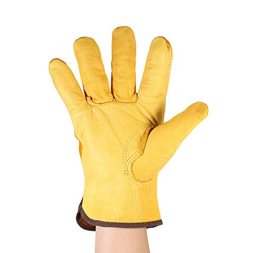 Roloiki Luvas de trabalho de couro Luvas de couro de trabalho dos homens Jardinagem Escavação Planta