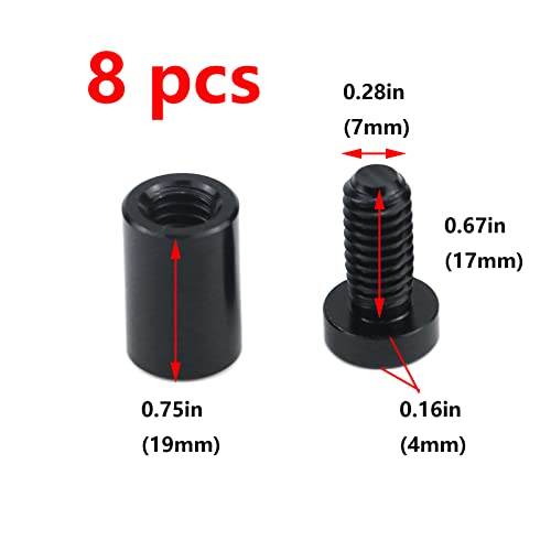 Image of Antrader 8Pcs 1 /2 inchx3 /4 inch Glass Standoff,Aluminum Sign Standoff Screws,Black | Advertising Standoff Mounts,Cylindrical Minimalist Design,Built-In Silicone Gasket Between Cap And Cylinder
