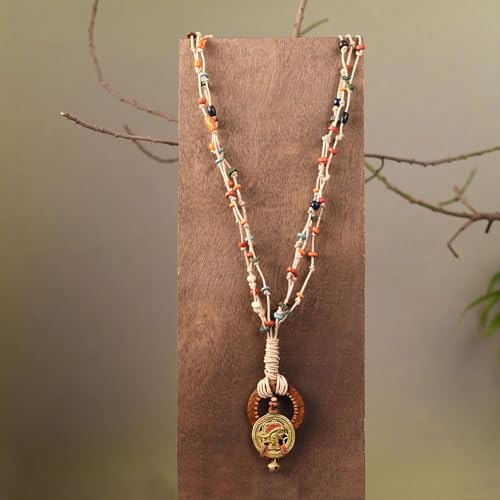 Image of AAKRITI ART CREATIONS Boho & Tribal Handcrafted Necklace Collection | Jute, Wooden & Brass Pendant Designs | Ethnic Collar, Loop & Statement Jewelry for Women | Artisan Festival & Everyday Wear