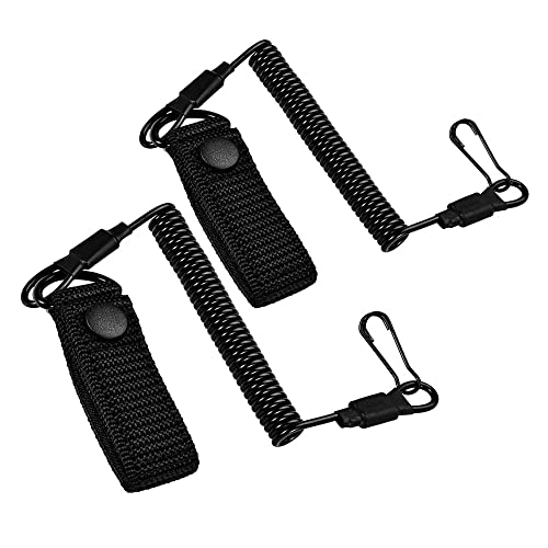 FAZee Tactical Anti-Lost Elastic Lanyard Military Spring Rope Safety Strap Gun Holders Rope for Key Ring Chain Flashlight Hunting Accessories (2PCS)
