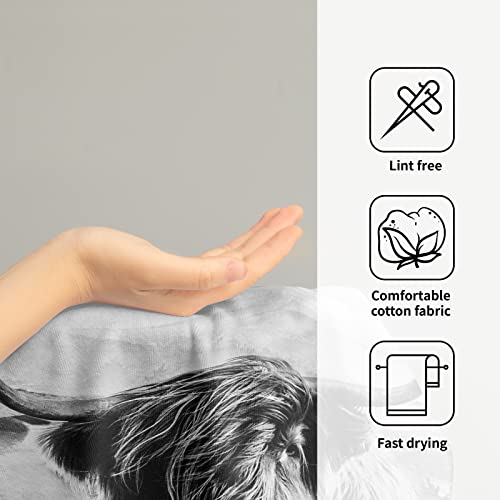 Giwawa Farm Cow Hand Towels Scottish Bull Soft Thin Bath Towel Set Of 2 Cotton Luxury Kitchen Washcloths For Bathroom Home Gym Hotel Sport #TOP3