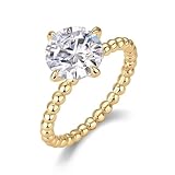 KnSam Anillo solitario de oro de 9 quilates, con moissanita, anillos de boda Au 375, talla 49 (15,6)