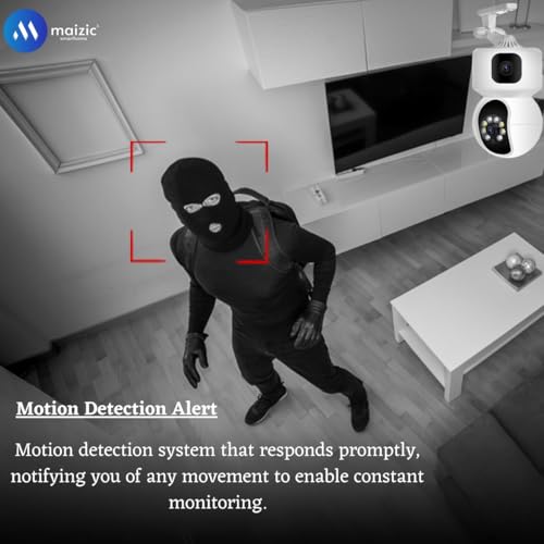 Image of Maizic Smarthome Supercam WiFi Indoor 5+5MP FHD CCTV Camera with Color Night Vision, Two Way Audio, Motion Detection, Multi Users View and SD Card Support (Up to 128 GB)