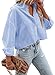 Tankaneo Womens Button Down Cropped Shirts Long Sleeve Casual Crop Tops Solid Lapel Blouse Shirt with Chest Pocket
