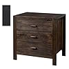 Karl home farmhouse nightstand with charging station solid pine wood 3 drawer night stands for bedroom bedside table with 2 usb ports 2 ac outlets vintage end tables brown  urban country home decor