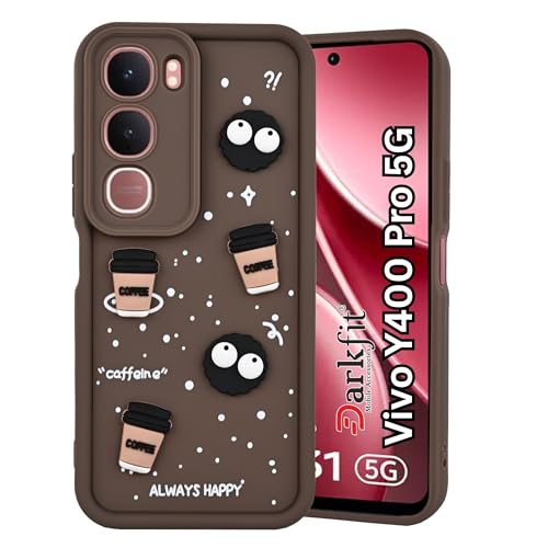 Image of DARKFIT Back Case Cover Compatible for Vivo Y400 Pro 5G | Cute Fun Cartoon 3D Ball | Coffee Silicone Case | Case Cover with Camera & Body Protection | Shock Proof | for Vivo Y400 Pro 5G | Color Brown