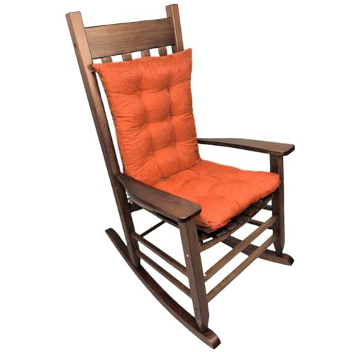 Gfgift Rocking Chair Cushion Set, Patio Chair Cushions, Tufted Chair Pads for Rocker Furniture, Indoor Seat Cushions with Ties (Orange)